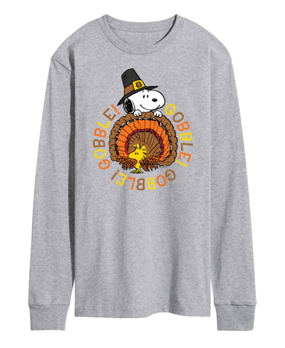 Airwaves Men's Peanuts Gobble Gobble Long Sleeve T-shirt In Gray