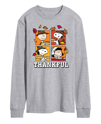 Airwaves Men's Peanuts Thankful Long Sleeve T-shirt In Gray