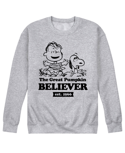 Airwaves Men's Peanuts Great Pumpkin Believer Fleece T-shirt In Gray