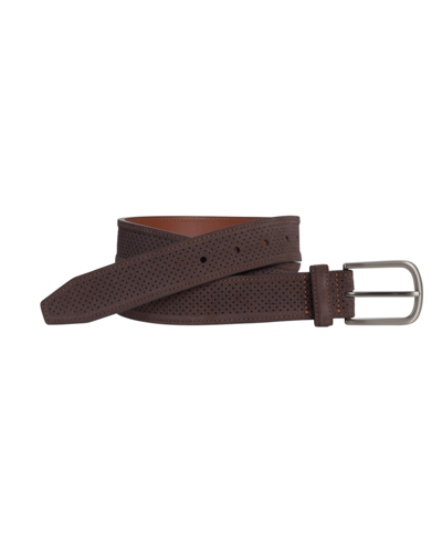 Johnston & Murphy Men's Perfed Suede Belt In Brown