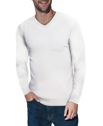 X-ray Men's Basic V-neck Pullover Midweight Sweater In Off White