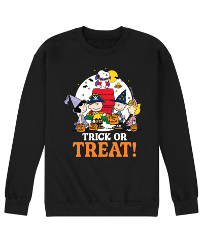 Airwaves Men's Peanuts Trick Or Treat Fleece T-shirt In Black