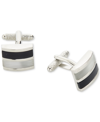 Perry Ellis Portfolio Men's Black Stripe Cufflinks In Black