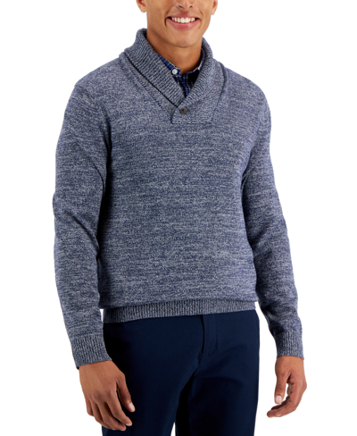 Club Room Men's Shawl Button Sweater, Created For Macy's In Navy Blue