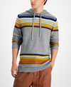 SUN + STONE MEN'S STRIPED CHENILLE HOODED SWEATER, CREATED FOR MACY'S