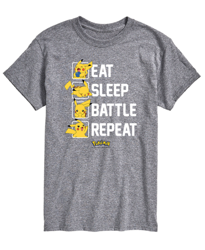 Airwaves Men's Pokemon Eat Sleep Battle Graphic T-shirt In Gray