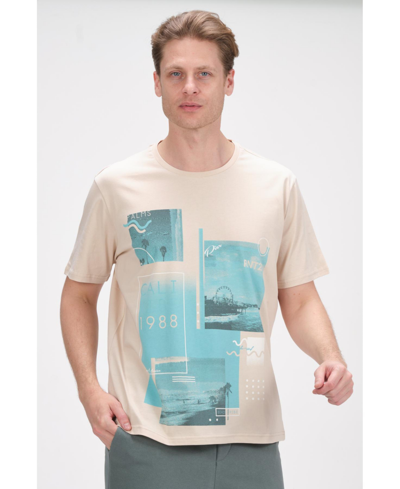 Ron Tomson Men's Modern Print Fitted Cali T-shirt In Stone