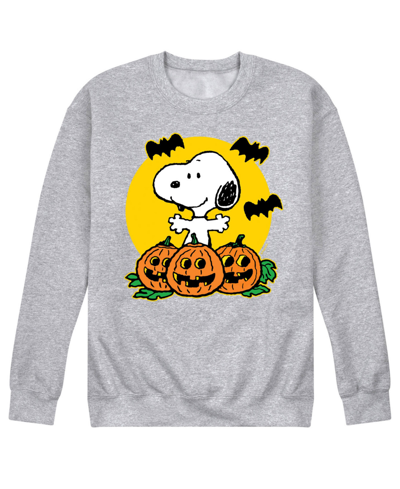 Airwaves Men's Peanuts Snoopy Pumpkins Fleece T-shirt In Gray