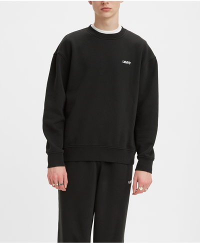 Levi's Mens Seasonal Crewneck Relaxed Fit Fleece Sweatshirt Sweatpants In Black Agate