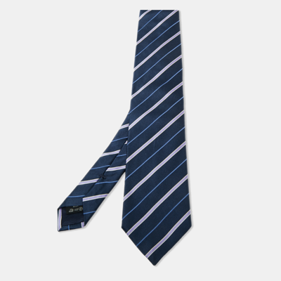 Pre-owned Ermenegildo Zegna Blue Striped Silk Tie