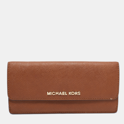 Pre-owned Michael Kors Brown Leather Continental Wallet