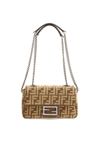Fendi Tapestry Fabric Baguette Chain Midi Bag In Brown