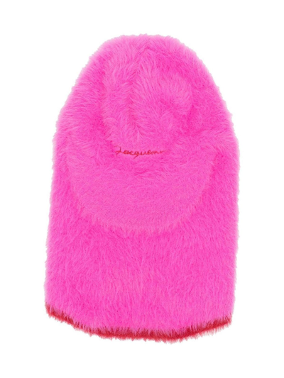 Jacquemus Contrast-trim Textured Hat In Pink