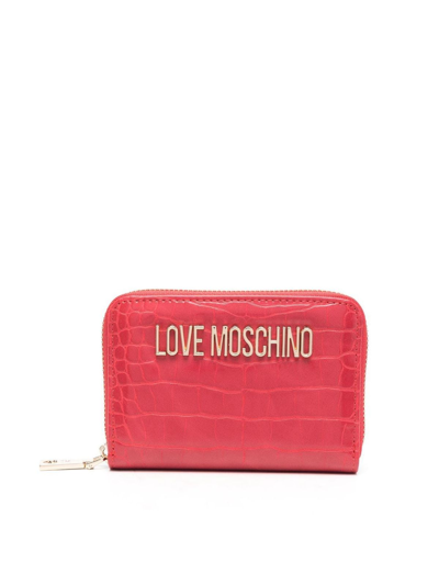 Love Moschino Croco Print Wallet In Red