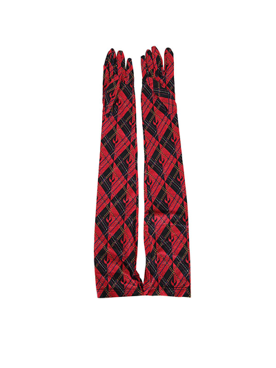 Marine Serre Moon Diamante-print Stretch-woven Gloves In Red