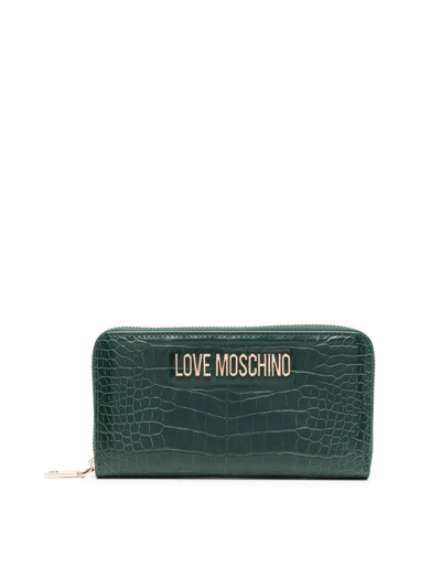 Love Moschino Croco Print Wallet In Green