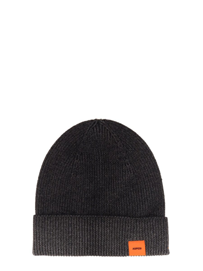 Aspesi Beanie Hat With Logo In Grey