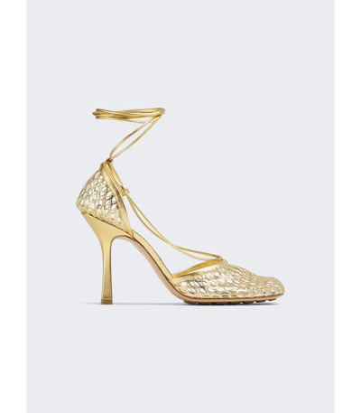 Bottega Veneta Stretch Lace-up Sandal In Gold
