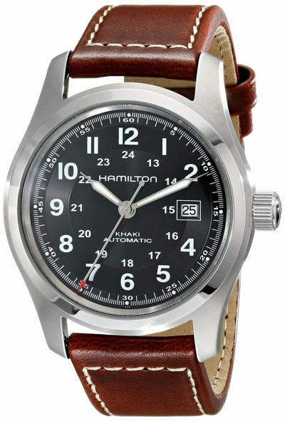 Pre-owned Hamilton Khaki Field 42mm Brown Lthr Automatic Men's Watch H70555533