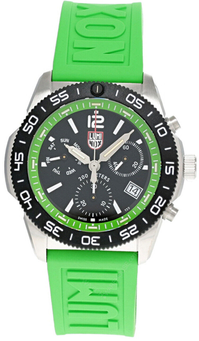 Pre-owned Luminox Pacific Diver Chrono 44mm Green Rubber Men's Watch Xs.3157.nf