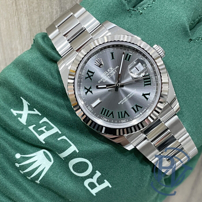 Pre-owned Rolex Datejust 41 Gray Wimbledon 126334 Fluted On Oyster Complete Unworn