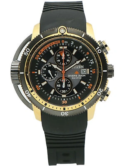 Pre-owned Citizen Mens Promaster Aqualand Bj2124-14e Chronograph Eco-drive Diving Watch
