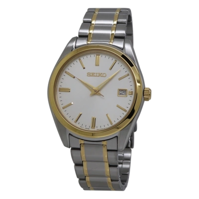 Pre-owned Seiko Essentials White Dial Two-tone Stainless Steel Men's Casual Watch Sur312