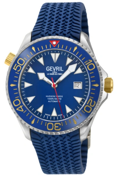 Pre-owned Gevril Men's 48802r Hudson Yards Diver Swiss Automatic Sw200 Ceramic Bezel Watch