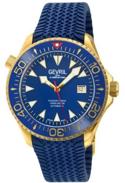 Pre-owned Gevril Men's 48804r Hudson Yards Diver Swiss Automatic Sw200 Ceramic Bezel Watch