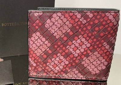 Pre-owned Bottega Veneta 113993 Violet Pattern Intrecciato Woven Leather Bifold Wallet