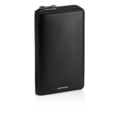 Pre-owned Porsche Design Men Rfid Wallet  Classic Black Leather Large Pouch For Cards Coins