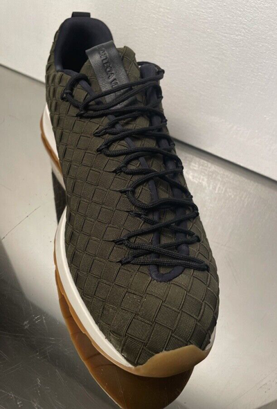 Pre-owned Bottega Veneta Men's Green Intrecciato Elastic Nylon Speedster Sneakers