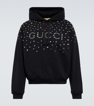 【GUCCI】HOODED SWEATSHIRT LIGHT FELTED COTTON JE◆715911XJE Gucci Light Felted Cotton Jersey Hoodie In Black | ModeSens