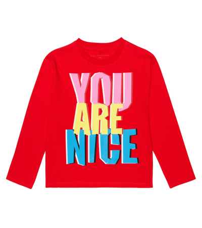 Stella Mccartney Kids' Printed Cotton Jersey T-shirt In Rosso