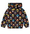 Stella Mccartney Black Helmet Print Hooded Jacket In Nero/multicolor