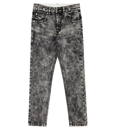 Stella Mccartney Kids' Bleached-wash Straight-leg Jeans In Black