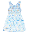 Poupette St Barth Amelie Floral Cotton Dress In White Blue Tulipe