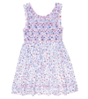 Poupette St Barth Amelie Embroidered Floral Cotton Dress In Blue Magnolia