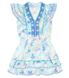 Poupette St Barth Camila Floral Dress In White Blue Tulipe