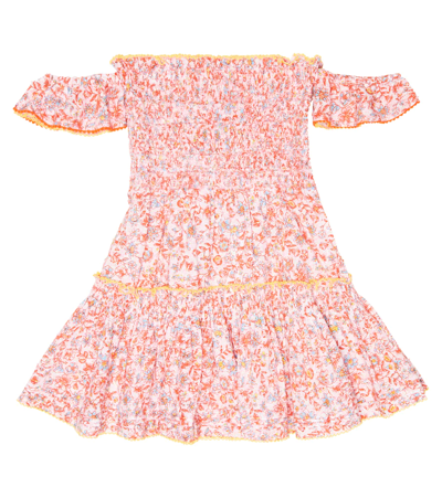 Poupette St Barth Kids' Aurora Floral Cotton Dress In Pink Magnolia