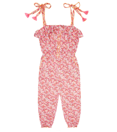 Poupette St Barth Kids' Astra Floral Jumpsuit In Light Pink Paquerette
