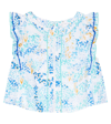 Poupette St Barth Adeh Ruffled Floral Top In White Blue Tulipe