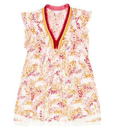 Poupette St Barth Kids' Sasha Floral Dress In White Pink Tulipe