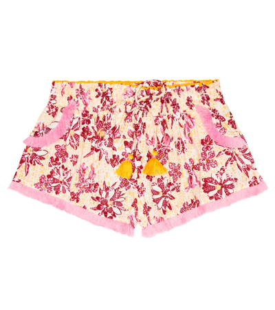 Poupette St Barth Kids' Lulu Printed Shorts In Yellow Cactus