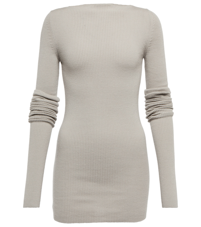 Rick Owens Open-back Ribbed Wool Top In Pearl