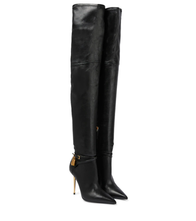 Tom Ford T Screw Leather Over-the-knee Boots In Black