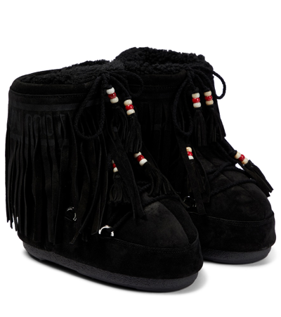 Alanui X Moon Boot Icon Low Suede Boots In Black