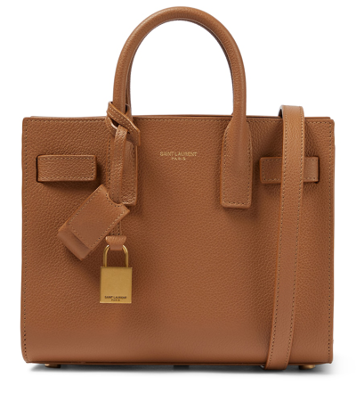 Saint Laurent Nano Sac De Jour Grained Leather Tote In Cinnamon