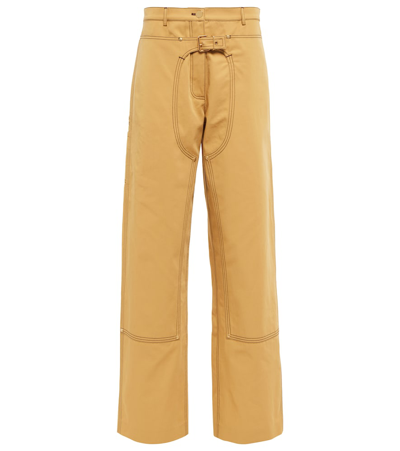 Stella Mccartney High-rise Straight Cotton Trousers In Mustard