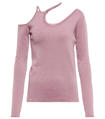 Jw Anderson Cut-out Metallic Asymmetric Top In Rose Pink